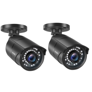 ZOSI 1080P Add-On Wired 4-in-1 Home Security Camera Outdoor, Compatible with 960H,720P,1080P,5MP TVI/CVI/AHD/CVBS DVR Surveillance System, 120ft Night Vision, 2 Pack -Black