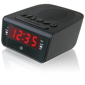 GPX C224B Dual Alarm Clock AM/FM Radio with Red LED Display, Black
