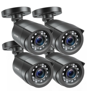 ZOSI Add-on Wired 1080P 2MP HD Hybrid 4-in-1 Bullet Outdoor Analog Security Camera for TVI/CVI/AHD/CVBS DVR Recorder & Surveillance Camera System, 80ft Night Vision, IP66 (4-Pack)