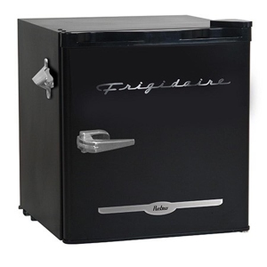 Frigidaire EFR176-BLK 1.6 CU FT Retro Bar Fridge with Side Bottle Opener Black