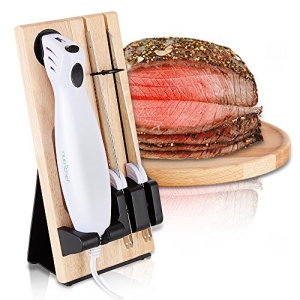NutriChef Electric Carving Slicer Kitchen Knife - Portable Electrical Food Cutter Knife Set with Bread and Carving Blade