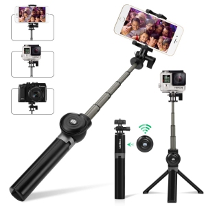 Selfie Stick Tripod, Bluetooth Selfie Stick with Tripod Stand and Detachable Wireless Remote, Extendable Monopod