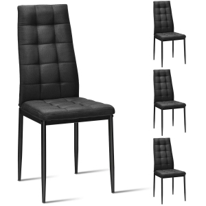 Gymax Set of 4 Kitchen Dining Side Chairs Fabric Cushion with Metal Frame High Back