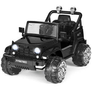 Costway 12V Kids Ride on Truck Jeep Car RC Remote Control w/ LED Lights Music MP3