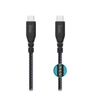 Uolo Link 2m Braided USB C to USB C Cable for Charge & Sync (Black) - USB C Charging Cable/Type C Cable