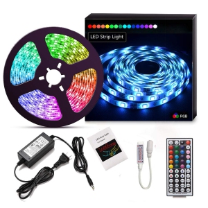 RoLightic 5M Waterproof Led Strip Light,Multi-Color,SMD 5050 150LEDs Color Changing Flexible Led Strip Kit with 44 key Remote Controller Power Adapter for Home Kitchen Cabinet Car TV Lighting Decoration 