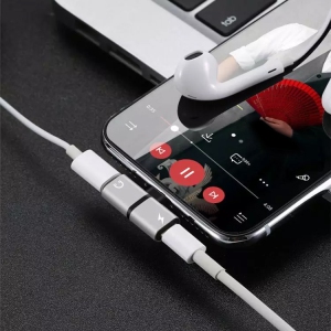 2 in 1 Double Adapter Headphone Jack Converter Splitter Dual Audio Lightning Cable Charger (Compatible Apple 12 11 PRO XR XS X 8 7 PLUS)