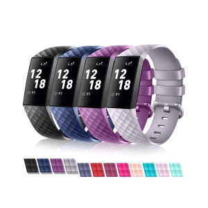 Soft TPU Silicone Replacement Sport Band Fitness Strap Compatible for Fitbit Charge 3 / Charge 3 SE /Charge 4 Women Men Small (4 Pack)