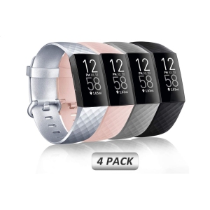 Fitbit Charge 3 Bands, Classic Soft Replacement Wristband Sport Strap for Fitbit Charge 3 and Charge 3 SE Fitness Activity Tracker Women Men Large