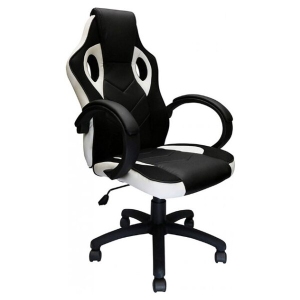 Nicer Furniture White Racing Gaming Chair with Tilt and Armrest