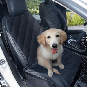Gymax Black Waterproof Pet Front Seat Cover For Cars Nonslip Rubber Backing w/ Anchor