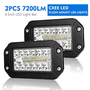 Flush Mount Led Pods - 6 Inch Spot Flood Combo Beam LED Light Bar - 7200LM Work Driving Lights Off Road for Jeep Trucks