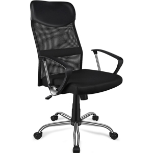High Back Mesh Task Chair, Office Chair Computer Desk Chair with 360-Degree Swivel and Armrests,Black