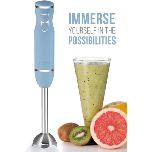 Chefman Immersion Stick Blender with Stainless Steel Shaft & Blades Powerful Ice Crushing 2-Speed Control One Hand Mixer, Wink