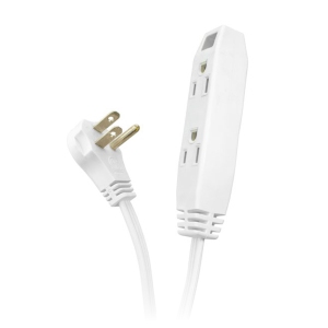 SyncPower SP-EXT3-10WH 10 Foot Extension Cord with 3 Outlets Connector White