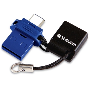 VERBATIM 64GB STORE N GO DUAL USB FLASH DRIVE BLU (99155)