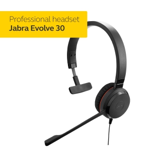 Jabra Evolve 30 II UC On-Ear Noise Cancelling Headset with Mic