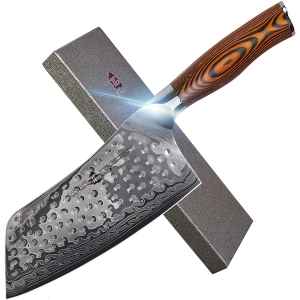 TUO Cutlery Cleaver Knife 7" Japanese AUS-10 Steel Chinese Chef's Knife Ergonomic Pakkawood Handle Fiery Phoenix Series