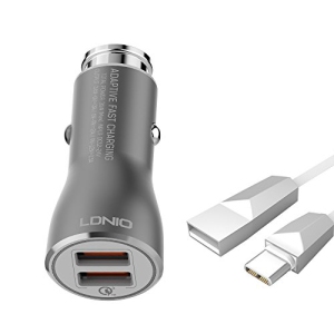 LDNIO PowerPort 2 2-Port Car Charger Quick Charge 3.0 Work Light for Google Pixel 2 XL Google Pixel 2 and Bluetooth