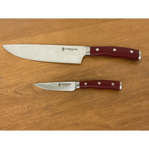 Forged in Fire Hammered Stainless Steel 8" Chef Knife with Bonus 3.5" Paring Knife