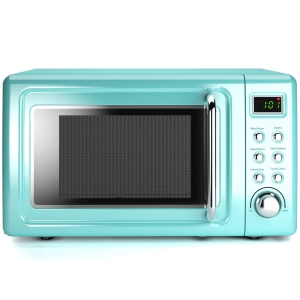 Costway 0.7Cu.ft Retro Countertop Microwave Oven 700W LED Display Glass Turntable