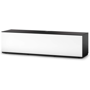 SONOROUS Studio ST-160B Wood and Glass Modern TV Stand with Hidden Wheels for Sizes up to 75" (Comes with I/R Repeater) -Black