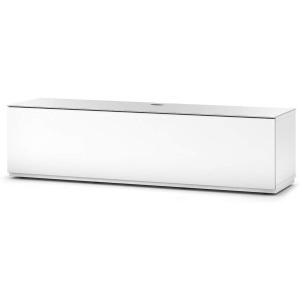SONOROUS Studio ST-160B Wood and Glass Modern TV Stand with Hidden Wheels for Sizes up to 75" (Comes with I/R Repeater) -White