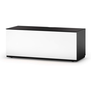 SONOROUS Studio ST-110B Wood and Glass Modern TV Stand with Hidden Wheels for Sizes up to 65" (Comes with I/R Repeater) -Black