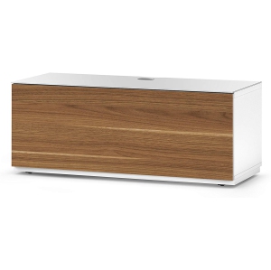 SONOROUS Studio ST-110B Modern Wood and Glass TV Stand with Hidden Wheels for Sizes up to 65" (Comes with I/R Repeater) -White