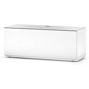 SONOROUS Studio ST-110B Modern Wood and Glass TV Stand with Hidden Wheels for Sizes up to 65" (Comes with I/R Repeater) -White