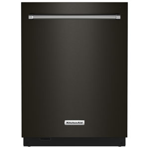 KitchenAid 24" 44dB Built-In Dishwasher with Stainless Steel Tub (KDTM604KBS) - Black Stainless