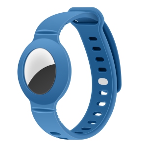 TopSave Silicone Airtag Wristband, Adjustable Watch Band Anti Lost AirTag Case Holder For Child, Blue