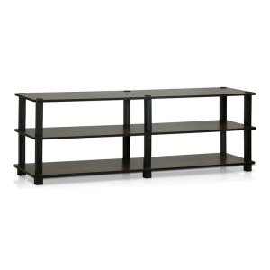 Furinno Turn-S-Tube Wood No Tools 3-Tier Shoe Storage Rack in Dark Brown/Black