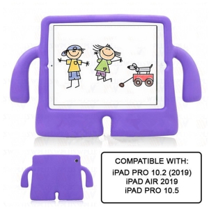 3D Silicone Shockproof Child Kids Stand Case for iPad 10.2" 7th 8th 9th Gen, Air 3 3rd Gen, iPad Pro 10.5" 2017, Purple