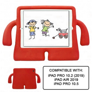 3D Silicone Shockproof Child Kids Stand Case for iPad 10.2" 7th 8th 9th Gen, Air 3 3rd Gen, iPad Pro 10.5" 2017, Red