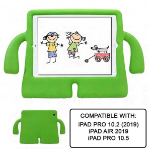 3D Silicone Shockproof Child Kids Stand Case for iPad 10.2" 7th 8th 9th Gen, Air 3 3rd Gen, iPad Pro 10.5" 2017, Green