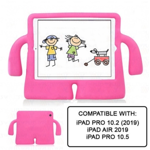 3D Silicone Shockproof Child Kids Stand Case for iPad 10.2" 7th 8th 9th Gen, Air 3 3rd Gen, iPad Pro 10.5" 2017, Hot Pink