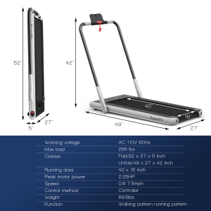 Walking Pad, AKLUER 2.25 HP Under Desk Mini Treadmill with 256