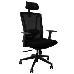 AnthroDesk Président du Bureau ergonomique, 360-degree Rotation pivotante, appuie-tête réglable et accoudoirs, respirant (noir)