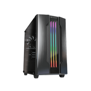 Cougar Gemini M RGB Mini ATX Computer Case, Tempered Glass Side Panel, 1x 120mm ARGB Fan Pre-Installed, Integrated RGB Lighting, Iron-Gray Black