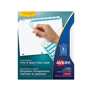 Avery Index Maker Print & Apply Clear Label Dividers with White Tabs (11436)