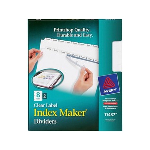 Avery Index Maker Print & Apply Clear Label Dividers with White Tabs (11437)
