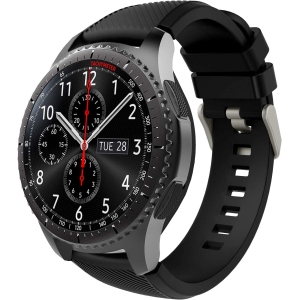 Samsung Gear S3 Frontier/Galaxy Watch 3 45mm/Galaxy Watch 46mm, 22mm Soft Silicone Strap fit S3 Classic/Huawei Watch GT3 46mm/GT/GT2 46mm/Ticwatch Pro 3 - Black
