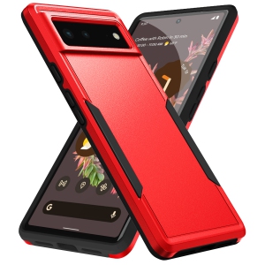 TopSave New Style Matt Polish PC+TPU 2 in 1 Slim Lightweight Shockproof, Rugged, Protective Armor Case For Google Pixel 6A (6.1"), Red