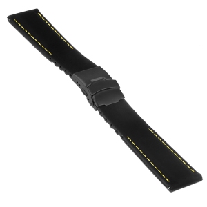 StrapsCo Silicone Rubber 22mm Watch Band with Deployant Clasp for Garmin Legacy Hero 45mm - Black & Yellow (Black Buckle)