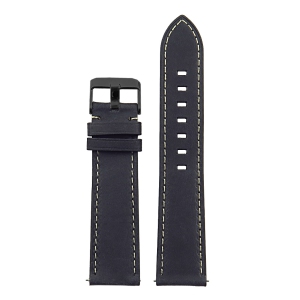 DASSARI Vintage Italian Leather Watch Band Strap for Garmin Vivomove HR Premium - Black (Black Buckle)