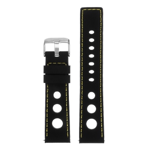 StrapsCo Silicone Rubber Rally Watch Band Strap for Garmin Vivomove HR Premium - Black & Yellow