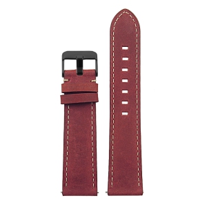 DASSARI Vintage Italian Leather Watch Band Strap for Garmin Vivomove HR Premium - Red (Black Buckle)