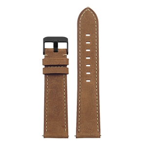 DASSARI Vintage Italian Leather 22mm Watch Band Strap for Garmin Legacy Hero 45mm - Tan (Black Buckle)