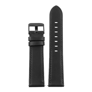 DASSARI Italian Leather 22mm Watch Band Strap for Garmin Legacy Hero 45mm - Black (Black Buckle)